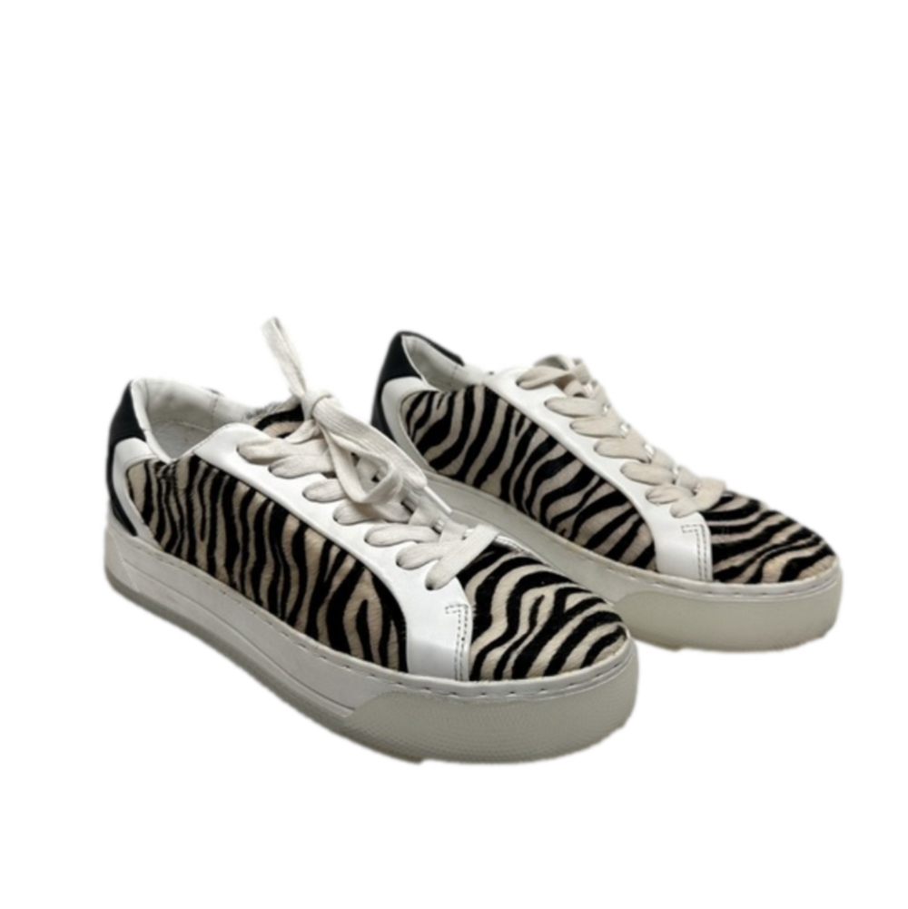 ZARA Zebra Print Court Sneakers/Shoes Cow Fur Leather - EU Size 37 - US Size 7